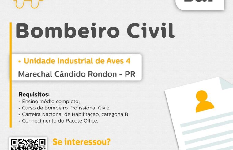 Vaga de Bombeiro Civil em Marechal Cândido Rondon até 05/11