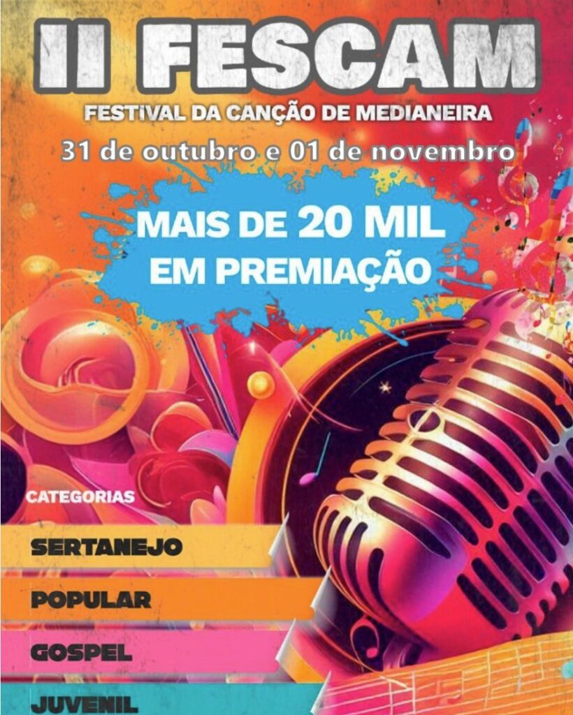 ATENÇÂO!! 

Inscrições para o II FESCAM serão aceitas até as 17 horas desta segunda-feira (21)

 A Prefeitura de Medianeira, por meio do Departamento