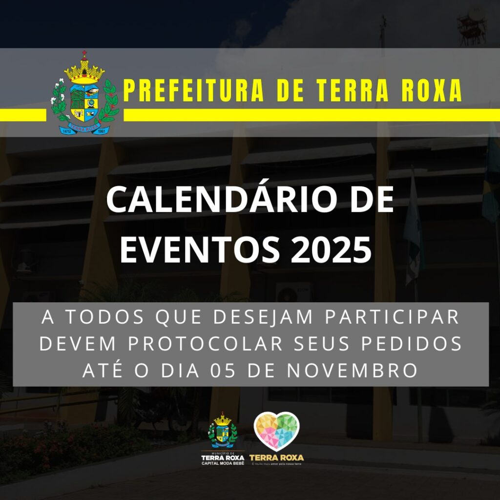 A Administração Municipal informa que está aberto o prazo para inclusão de eventos no Calendário Municipal de 2025. 

A todos que desejam participar d
