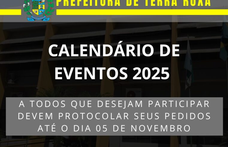 Inclua seu evento no Calendário Municipal de Terra Roxa!