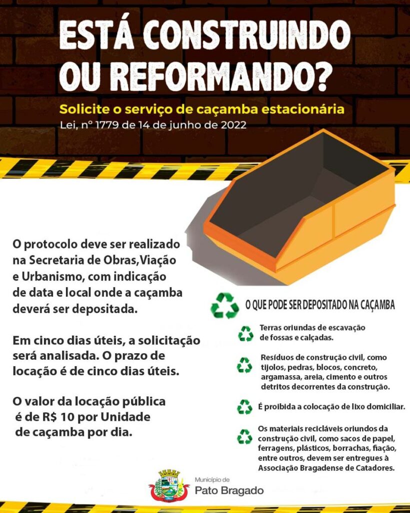 As caçambas estacionárias são importantes aliadas no descarte adequado dos resíduos provenientes da construção civil. 
 Se você está construindo ou re