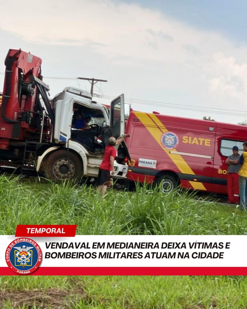 Fortes ventos acompanhados de chuva atingiram o município de Medianeira na tarde desta quinta-feira (24), deixando um rastro de destruição em vários p