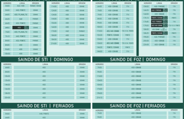 Horário de Ônibus Foz do Iguaçu – Santa Terezinha Atualizado Hoje