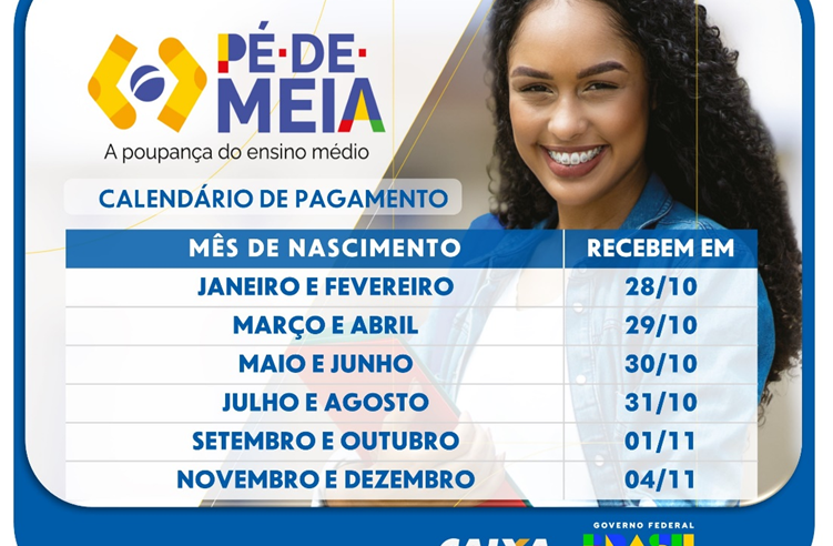 Pagamento do Programa Pé-de-Meia começa em 28 de outubro