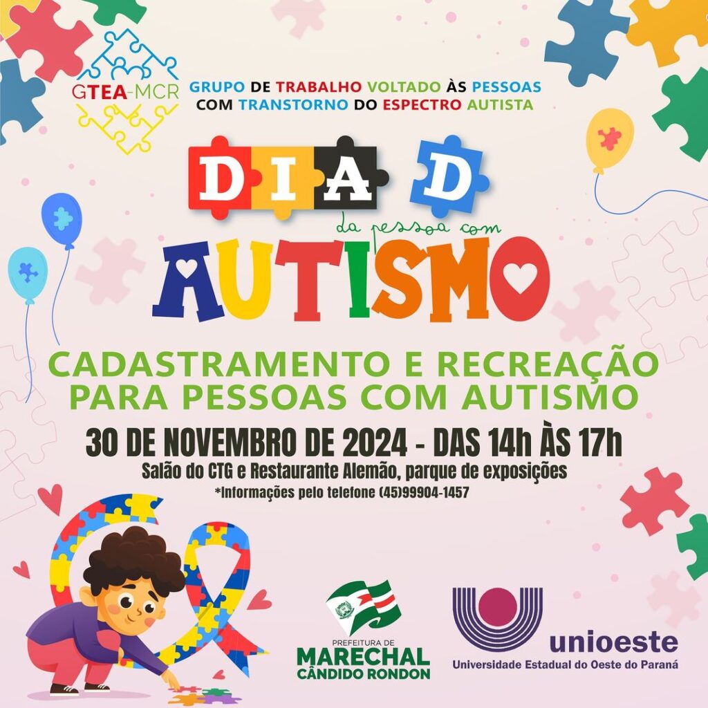 Marechal Rondon agora tem grupo de trabalho às pessoas com Transtorno do Espectro Autista

No dia 30 de novembro será realizado o Dia D da pessoa com