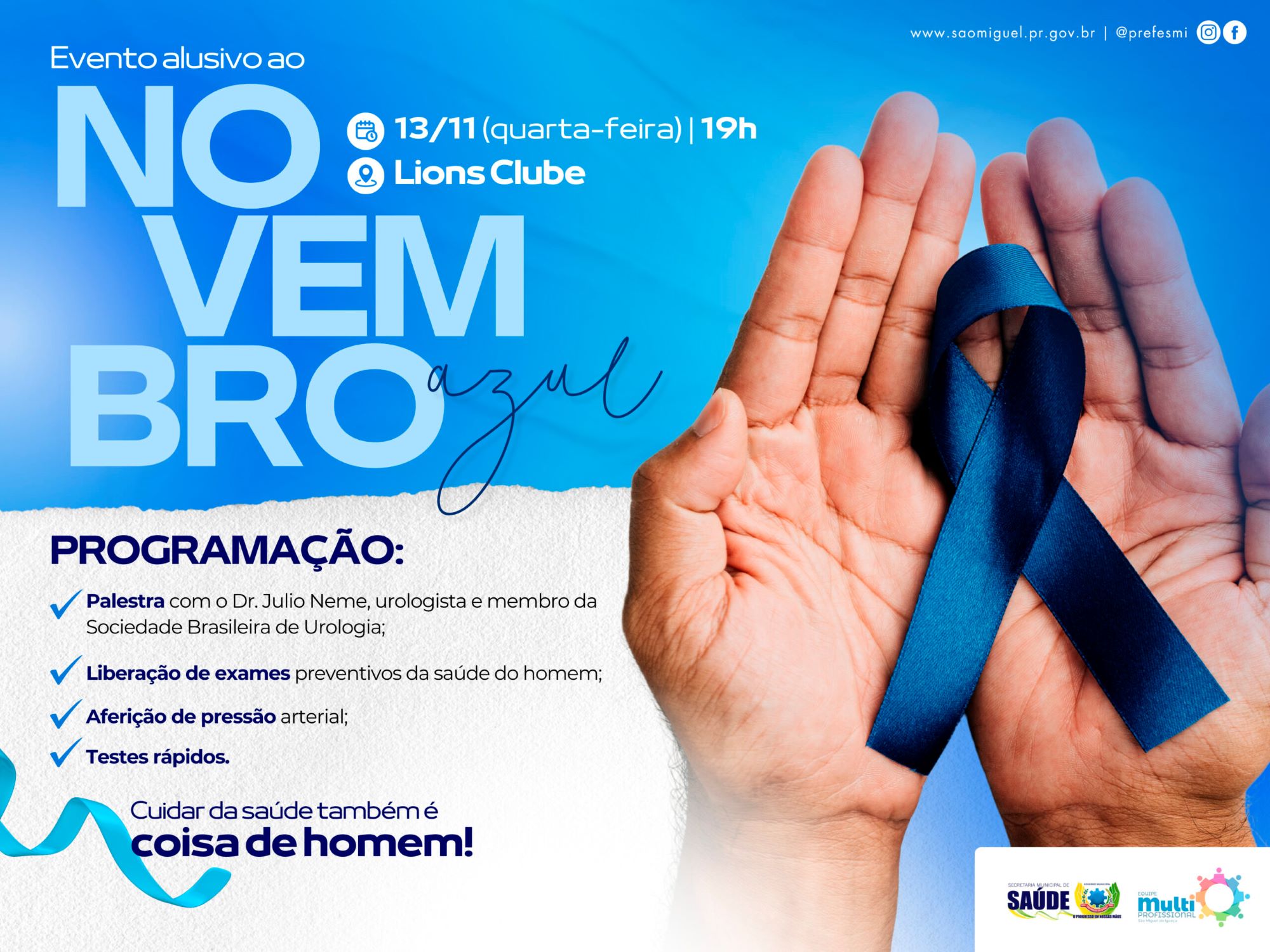 Participe do evento ‘Novembro Azul’ em São Miguel do Iguaçu 💙