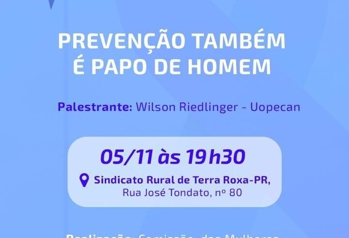 Palestra Novembro Azul em Terra Roxa destaca saúde masculina 💙