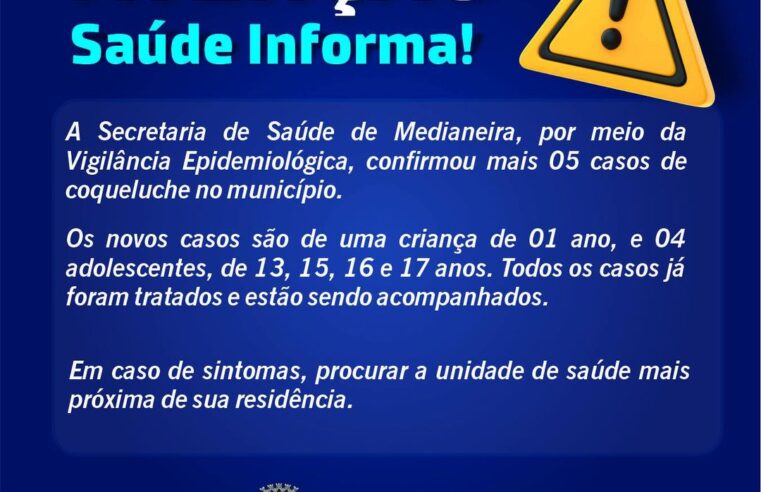 Medianeira confirma 5 novos casos de coqueluche