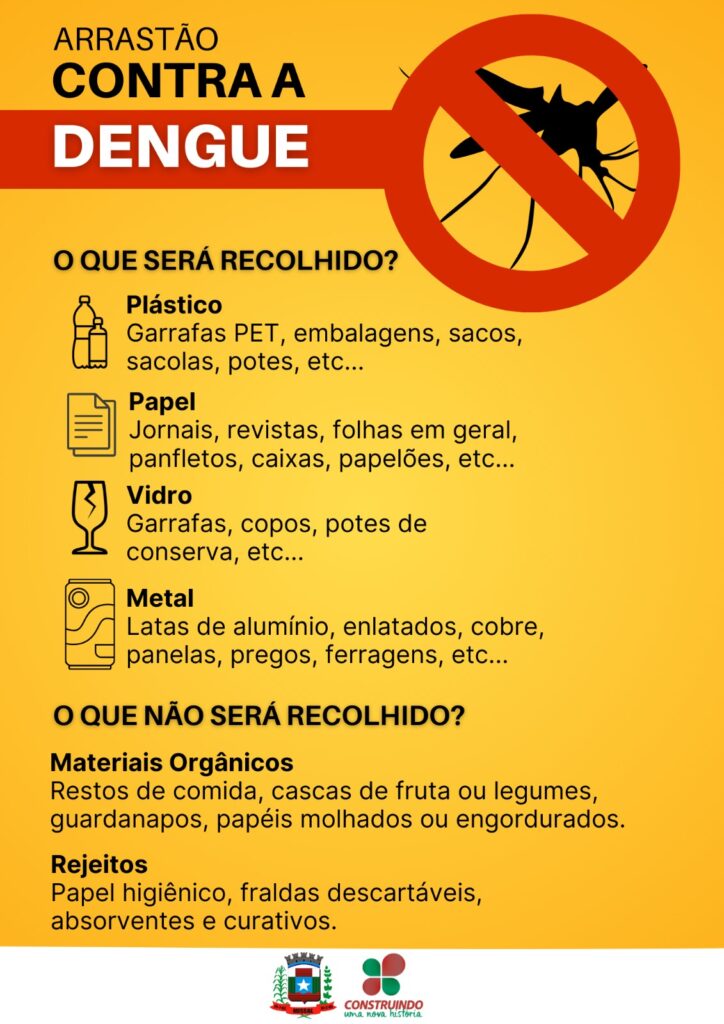 Arrastão Contra a Dengue em Missal ocorre de 19 a 22 de novembro 

Serão recolhidos materiais recicláveis que podem acumular água, visando eliminar po
