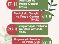 ENCANTO DE NATAL

No domingo, dia 17 de novembro, tem a abertura da Programação de Natal. Confira a programação completa do ENCANTO DE NATAL e venha p