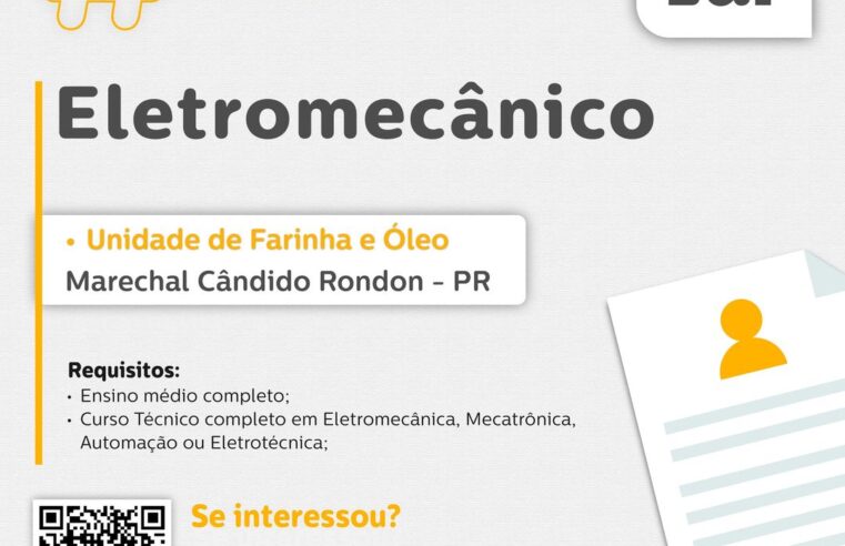 Vaga para Eletromecânico em Marechal Cândido Rondon (PR)