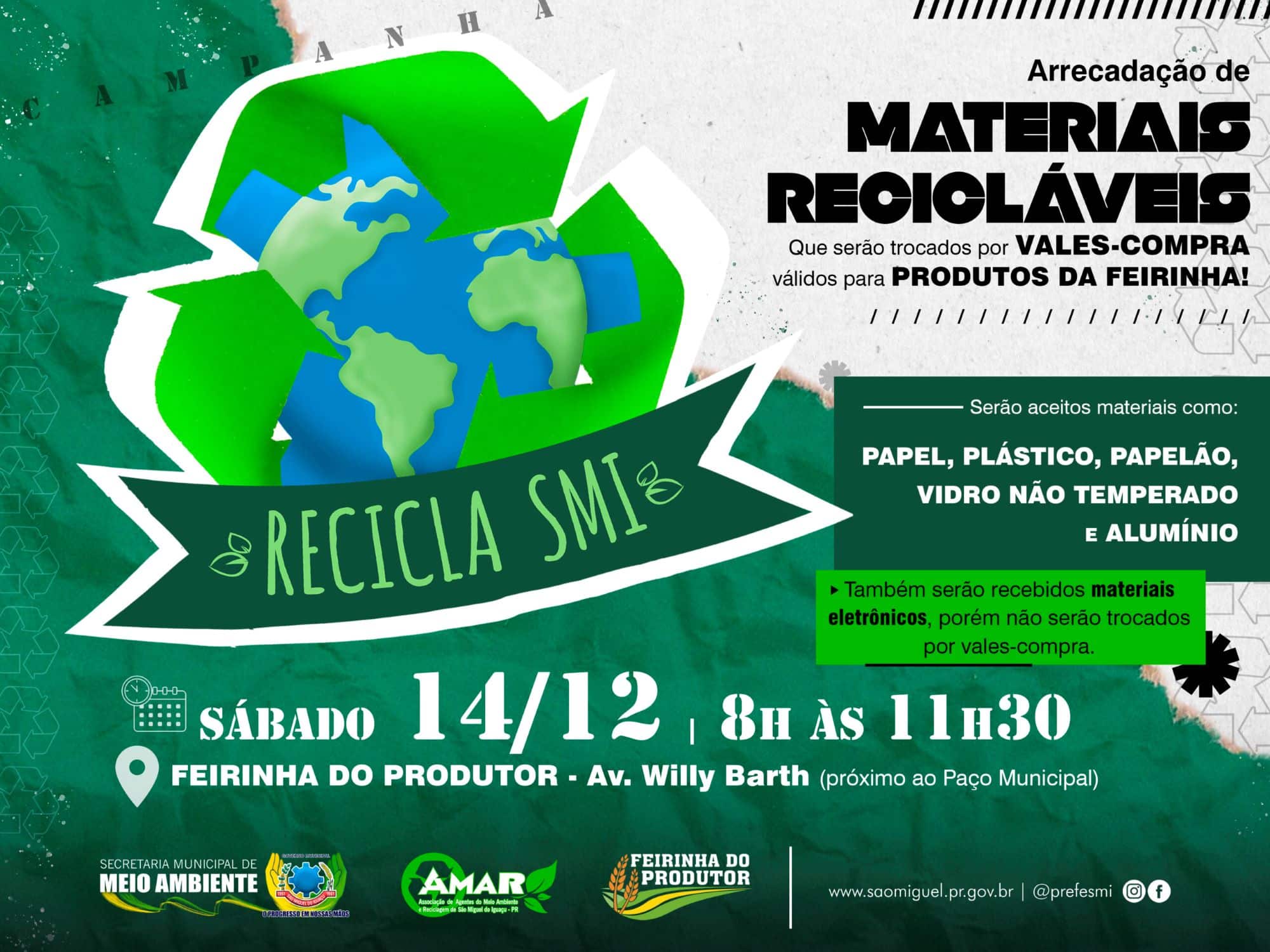 Recicla SMI: Troque recicláveis por vale-compras neste sábado ♻️