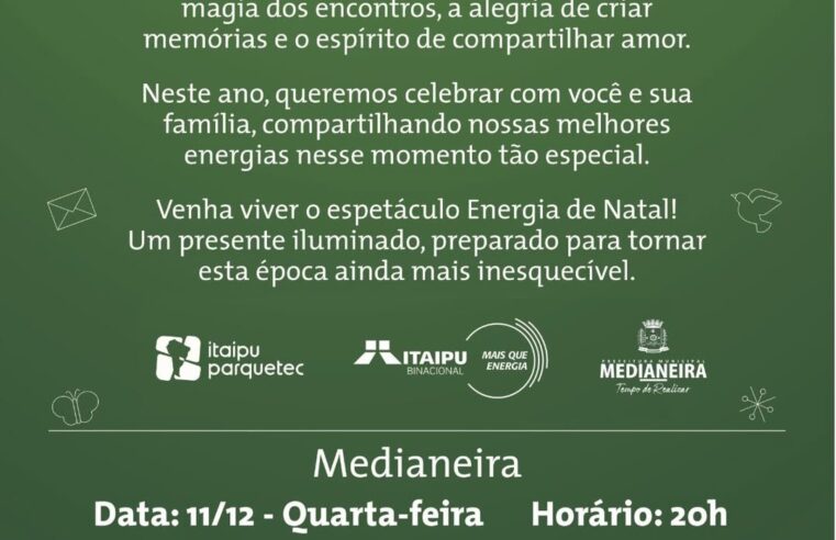 Espetáculo Energia de Natal agita Medianeira em 11 de dezembro