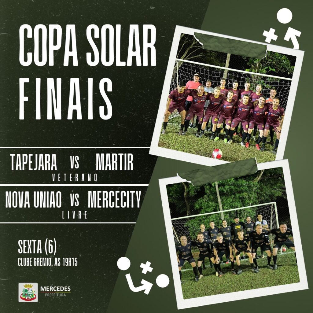 Nesta sexta (6), serão conhecidos os campeões da 23ª Edição do Municipal de Futebol Sete de Mercedes

 A programação começa às 19h15: 

Veterano: Tape