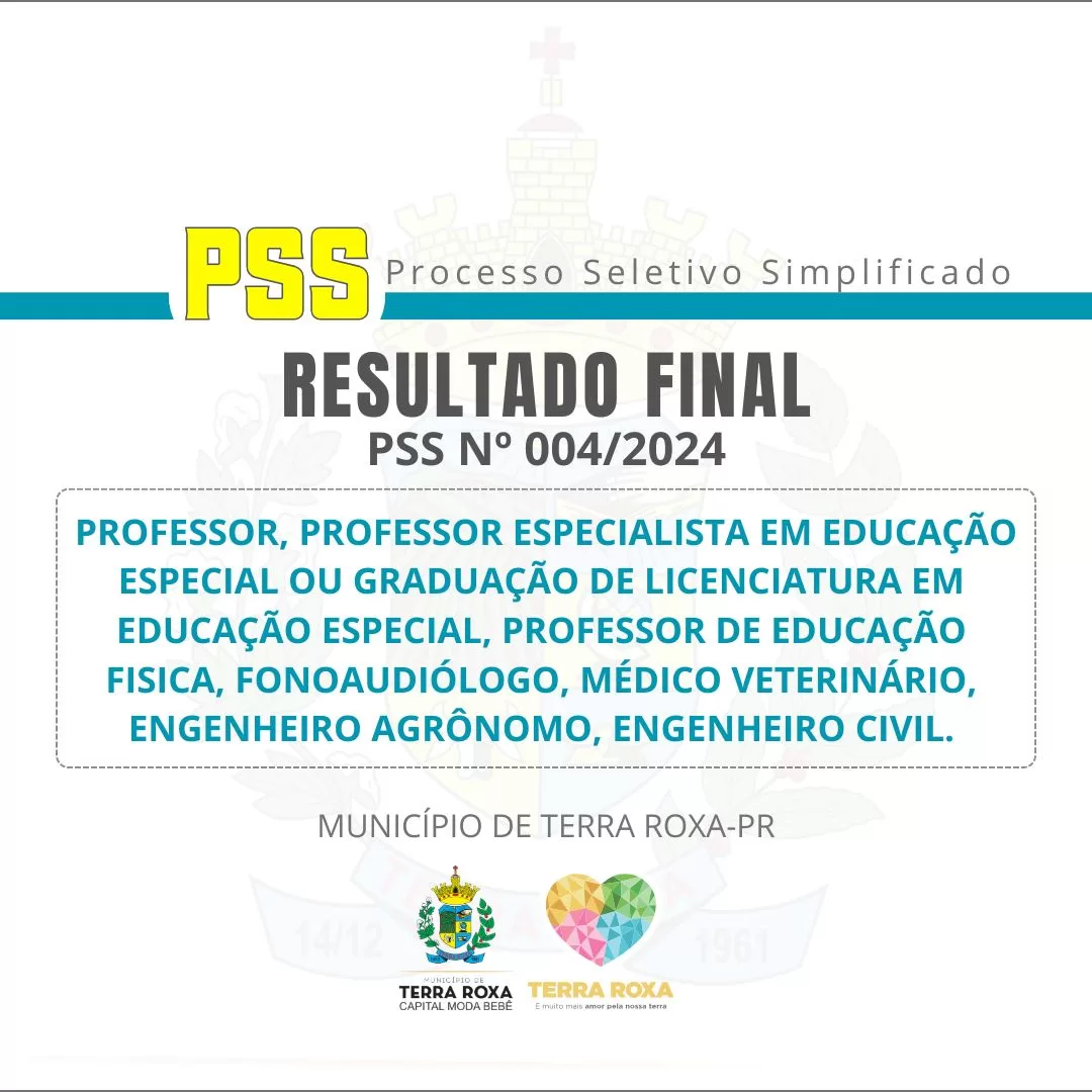 Terra Roxa divulga resultado final do PSS 004/2024 📝