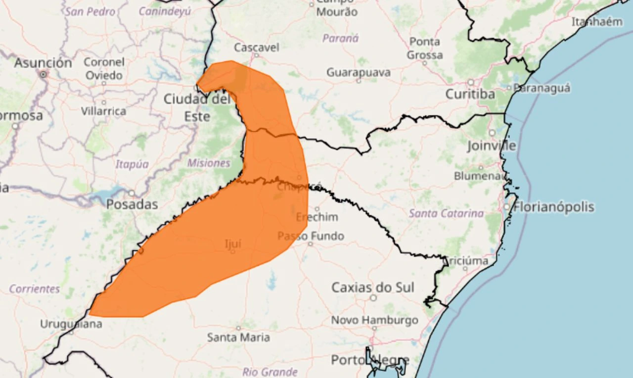 Alerta laranja para tempestade no Sul: veja os riscos agora