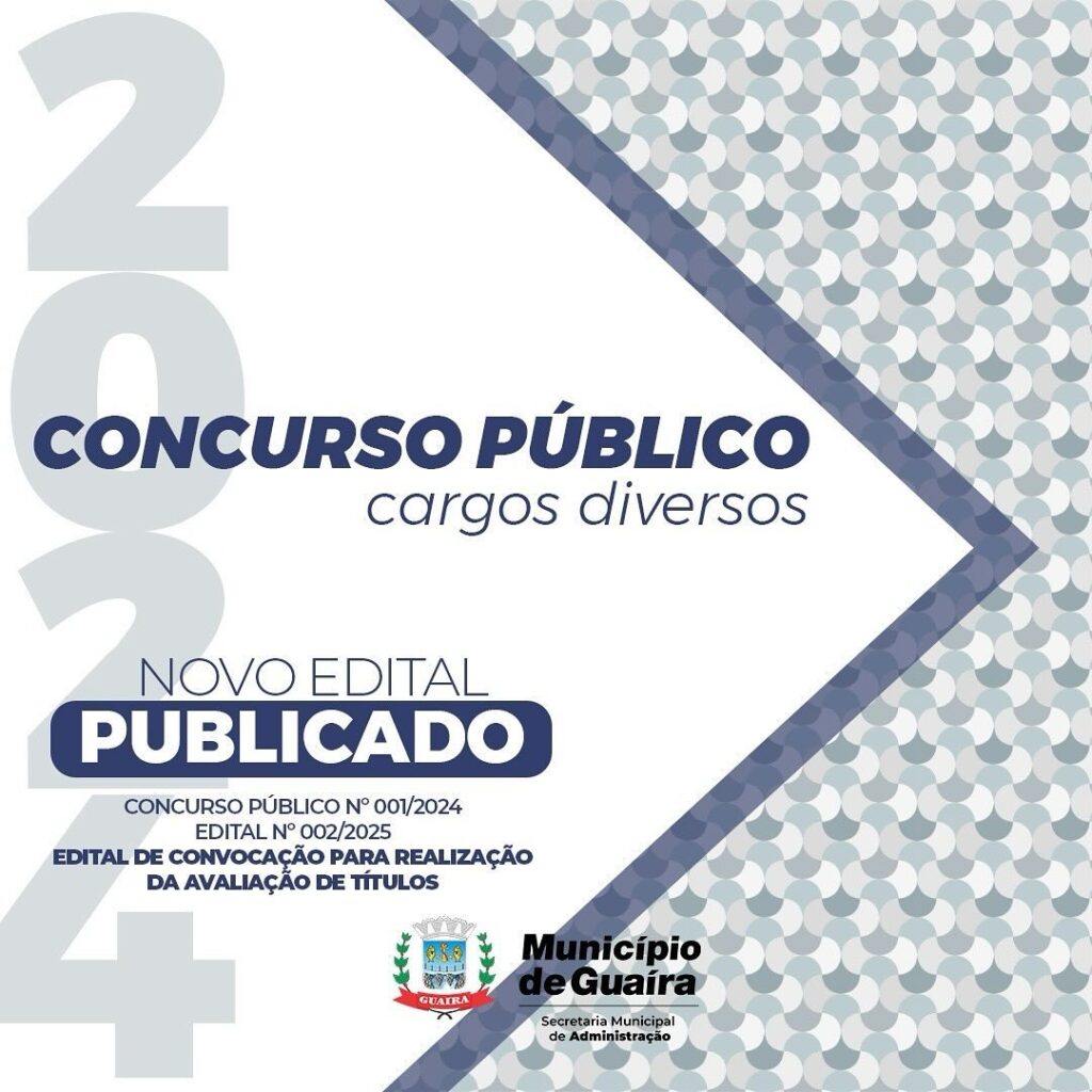 A Prefeitura de Guaíra, por meio da Secretaria Municipal de Administração (SEADM), vem anunciar nesta sexta-feira (10) através do edital EDITAL 002.20