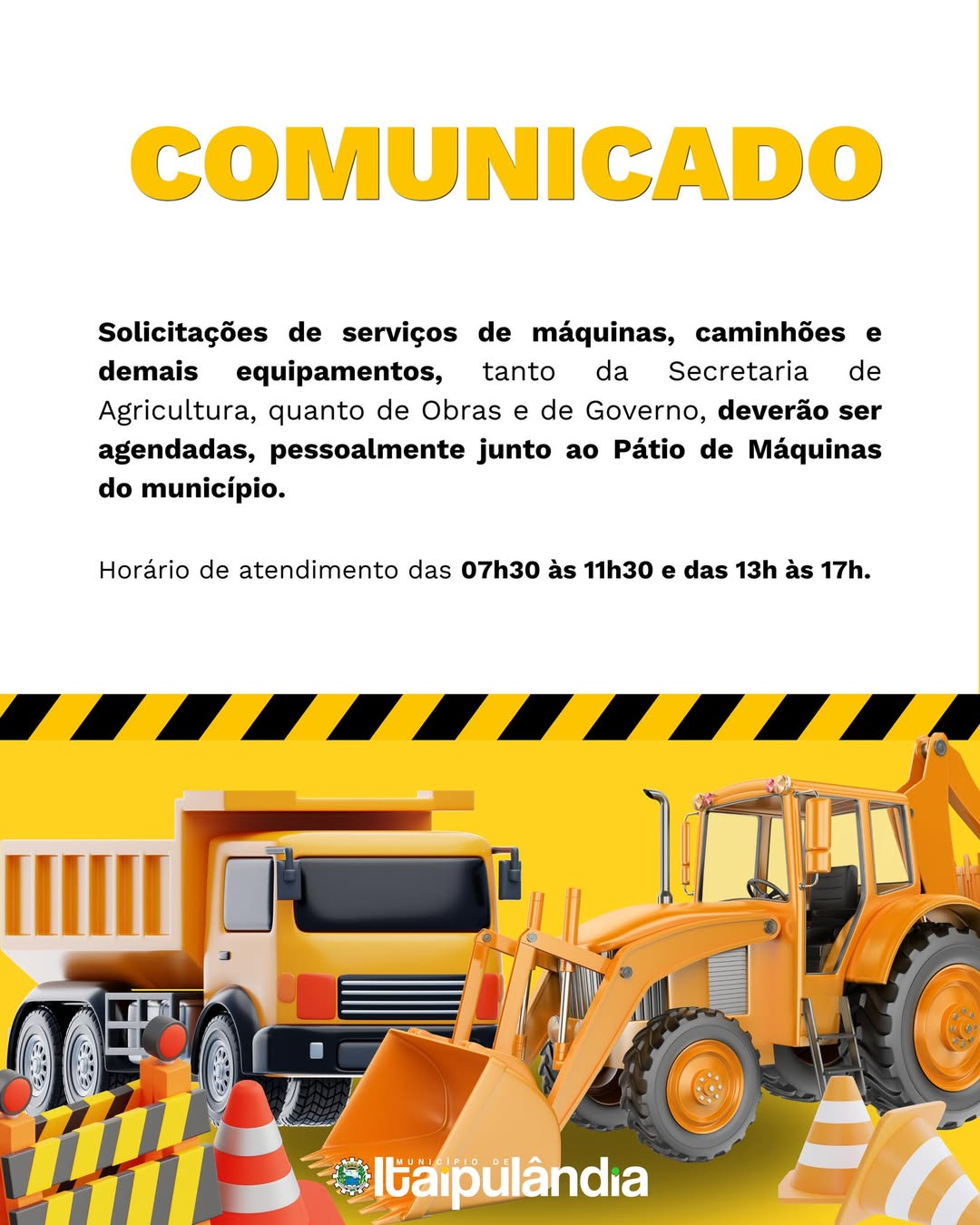 Solicitações de máquinas em Itaipulândia: veja como fazer ⚠️