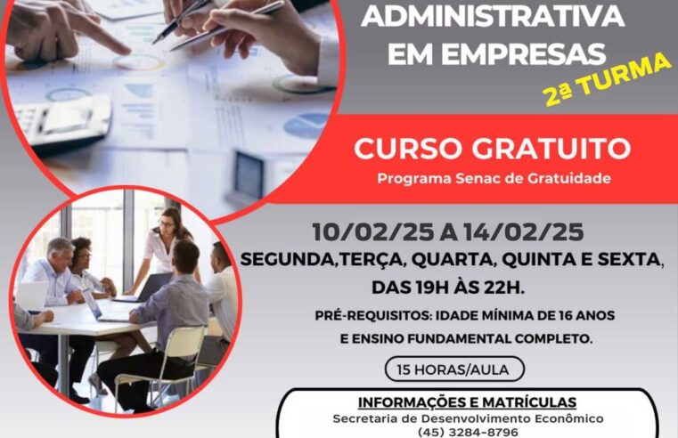 Curso Gestão Administrativa tem vagas limitadas em Marechal 🚀