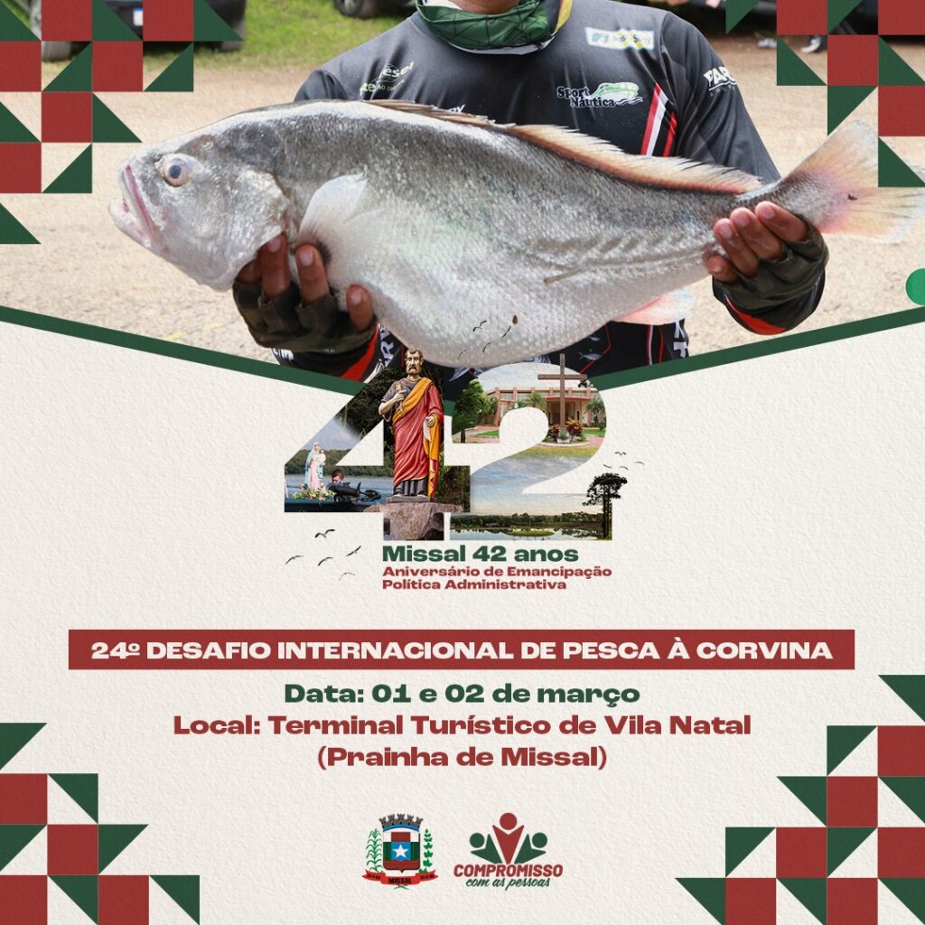 PESCA À CORVINA EM MISSAL

O 24º Desafio Internacional de Pesca à Corvina de Missal já tem data definida. Será no final de semana do Carnaval, dias 01
