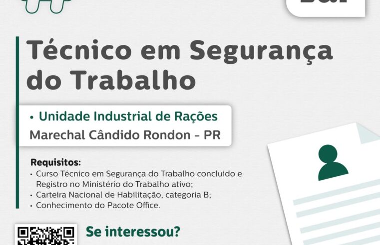 Vaga Técnico em Segurança do Trabalho em Medianeira 🛠️