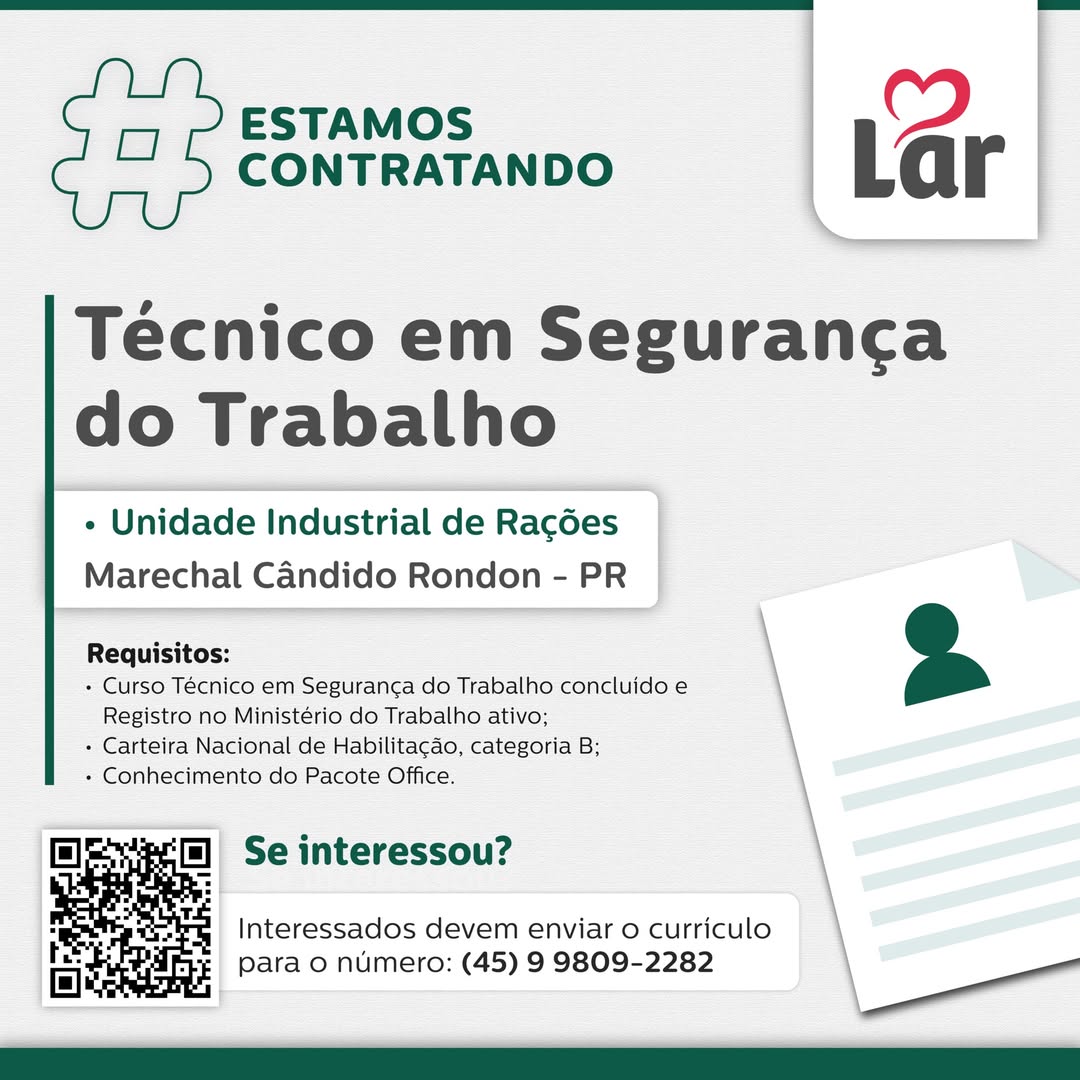 Vaga Técnico em Segurança do Trabalho em Medianeira 🛠️