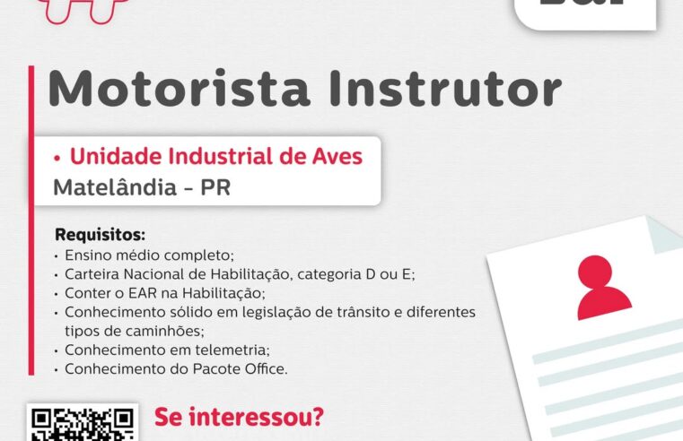 Vaga para Motorista Instrutor em Matelândia (PR): Inscreva-se! 🚗