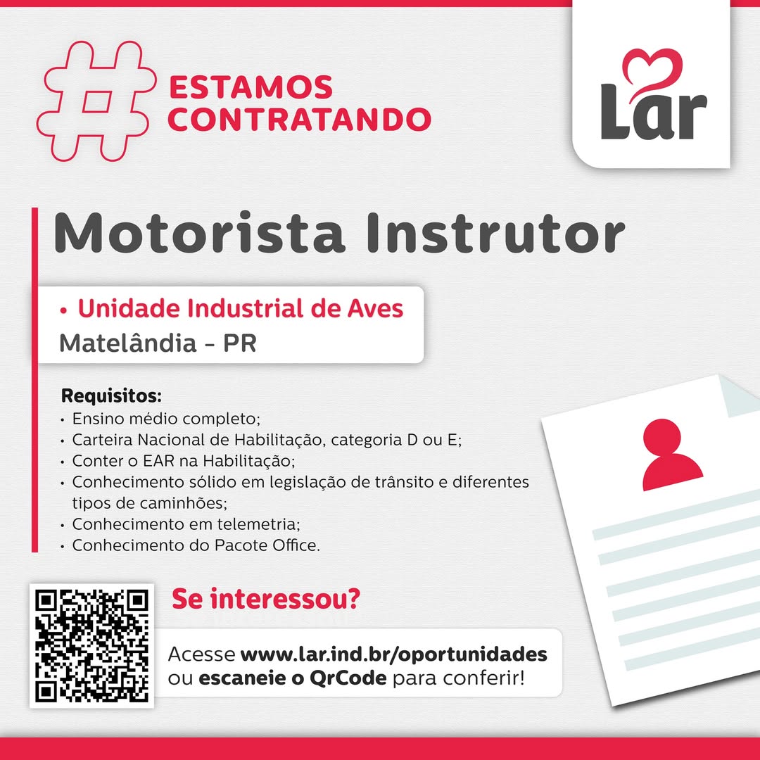 Vaga para Motorista Instrutor em Matelândia (PR): Inscreva-se! 🚗