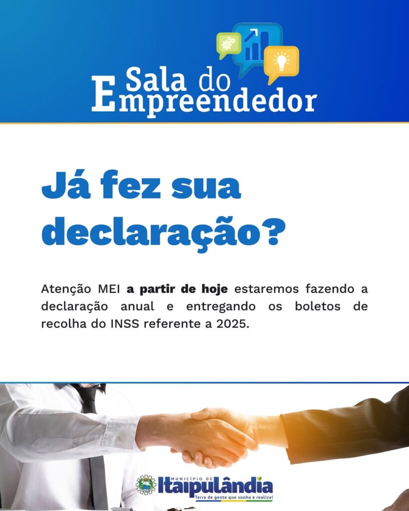 #SALADOMEI Atenção, MEIs!

Já estamos fazendo a declaração anual e entregando os boletos do INSS referentes a 2025. 

 Não deixe para a última hora, m