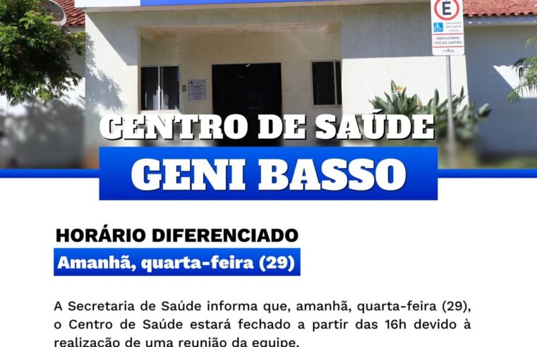 Centro de Saúde de Itaipulândia Fechado Amanhã a partir das 16h