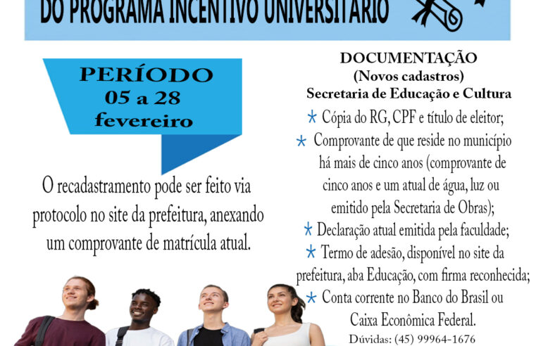 Incentivo Universitário Pato Bragado inscrições abertas 🎓