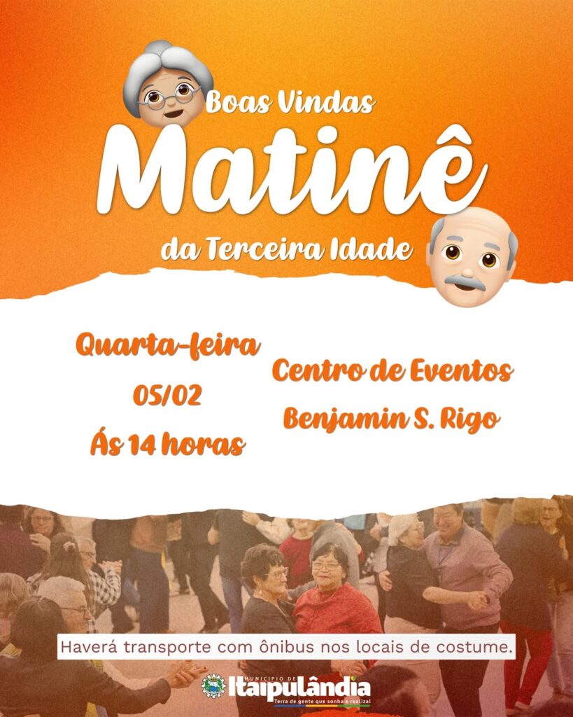 #ESTAMOSDEVOLTAAbertura das Atividades da Melhor Idade de Itaipulândia

A Secretaria de Assistência Social tem o prazer de convidar você para a matinê
