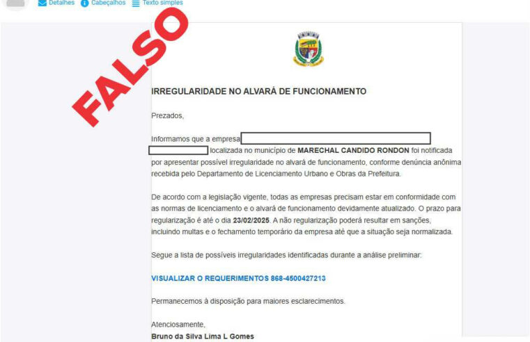 Atenção: Alerta sobre e-mail falso em Marechal Cândido Rondon ⚠️