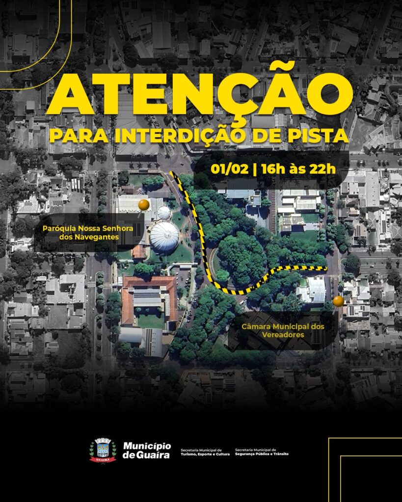 O Município de Guaíra por intermédio da Secretaria de Segurança Pública e Trânsito e Secretaria de Esporte Cultura e Turismo, informa que no sábado di