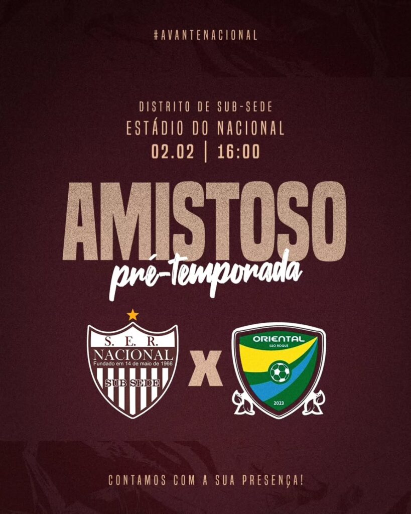 Nacional e Oriental se enfrentam em amistoso no domingo