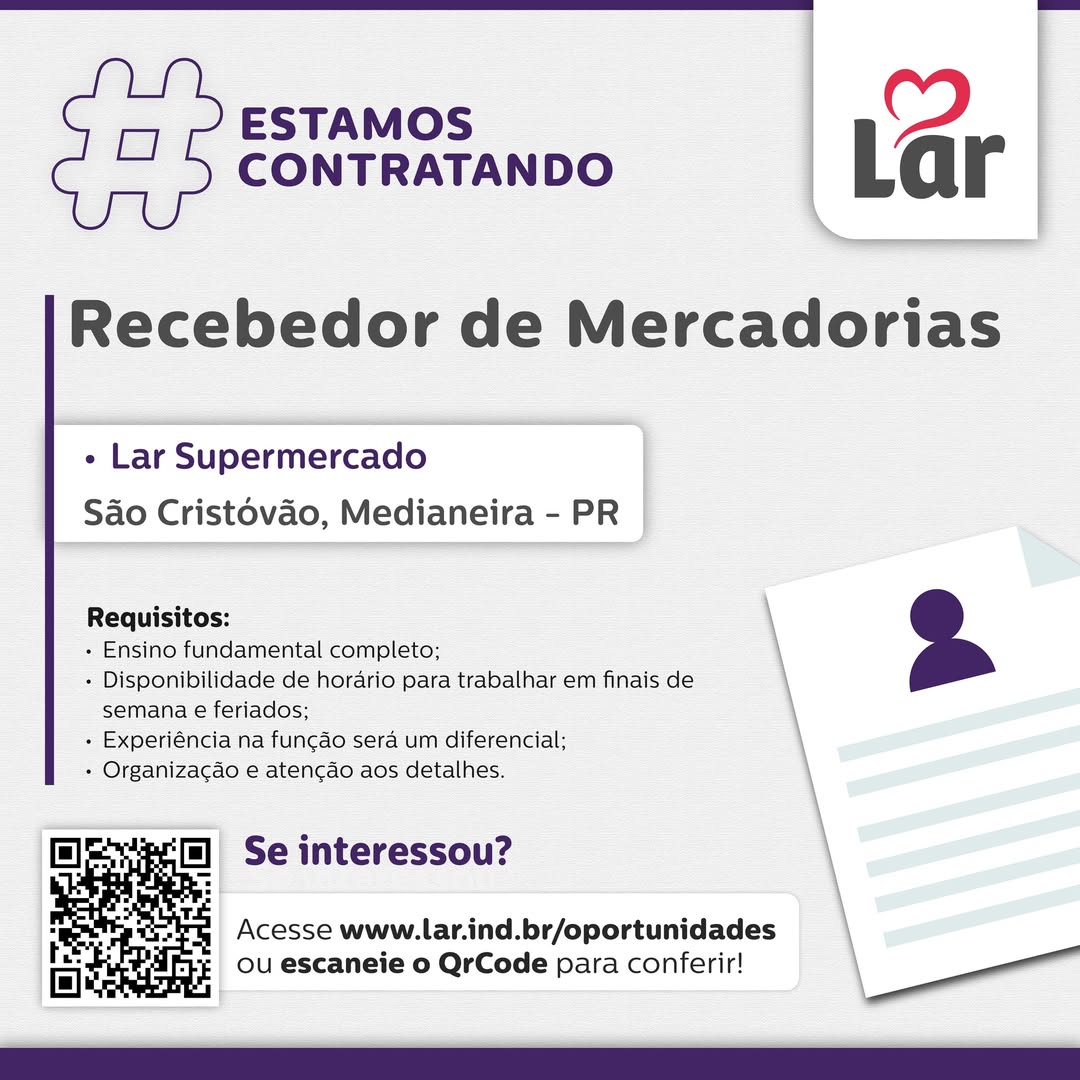 Vaga para Recebedor de Mercadorias no Lar 🛒✨