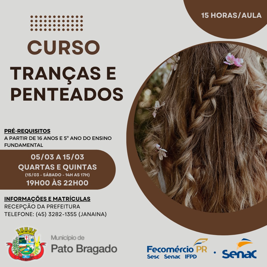 Inscrições Abertas para Curso de Tranças e Penteados 💇‍♀️