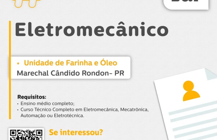 Vaga para Eletromecânico em Marechal Cândido Rondon 🚀⚙️