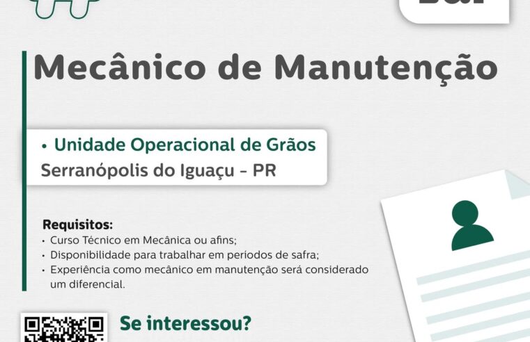 Vaga para Mecânico de Manutenção 🛠️ Envie seu currículo já!