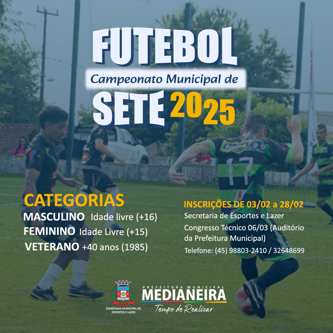 Inscrições abertas para o Municipal de Futebol Sete ⚽🔥