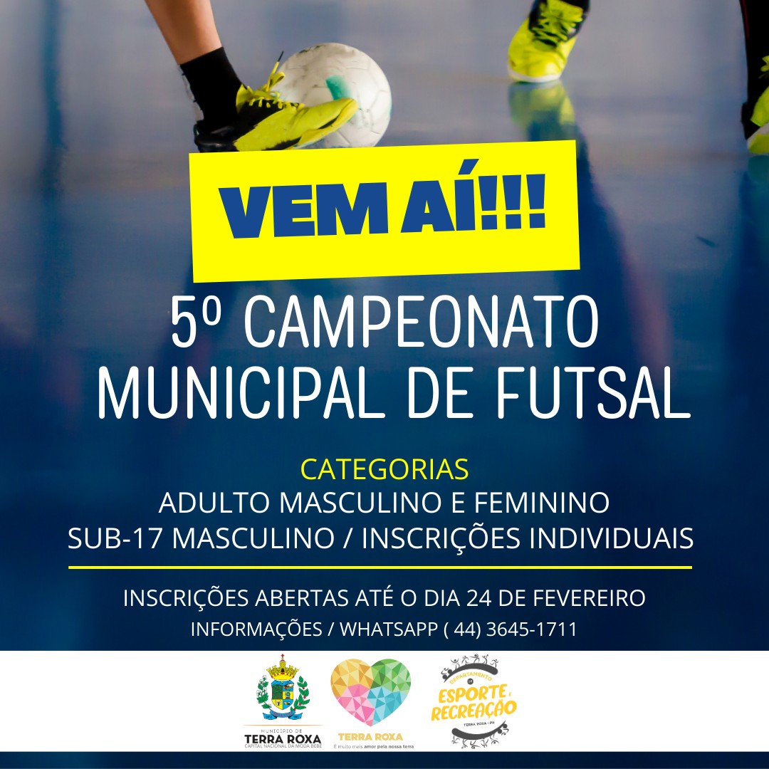 Inscrições Abertas para o 5º Campeonato Municipal de Futsal