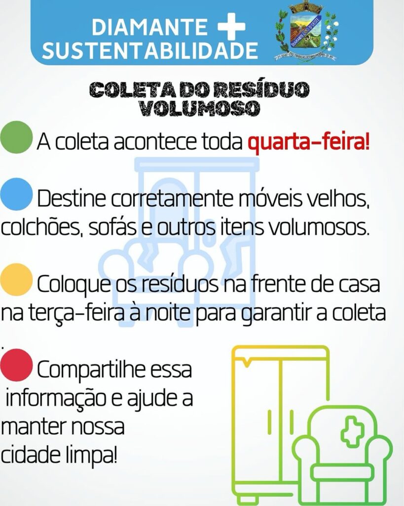 Coleta de Resíduos Volumosos | Amanhã tem!

Tem móveis velhos, colchões ou sofás que precisam ser descartados? A coleta de resíduos volumosos acontec