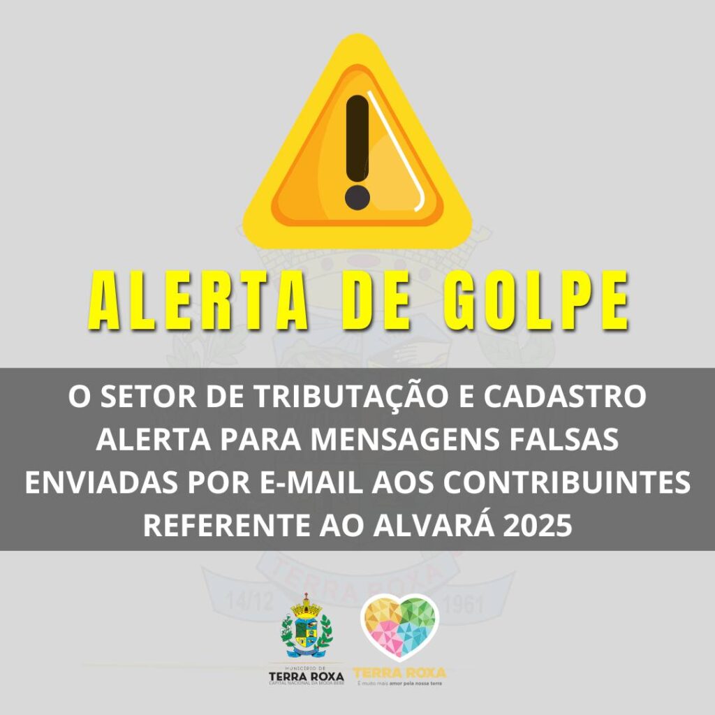 ALERTA DE GOLPE!

O Setor de Tributação e Cadastro alerta para mensagens falsas enviadas por e-mail aos contribuintes referentes a uma possível irregu