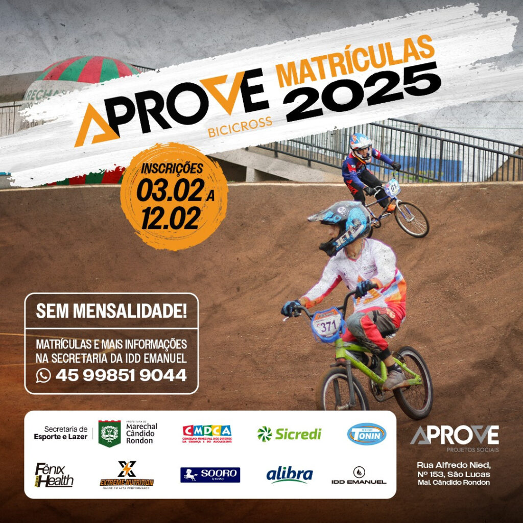 APROVE abre inscrições para aulas de bicicross e jiu-jitsu

A APROVE (Associação Projeto Vida e Esperança) está com inscrições abertas para diversas a