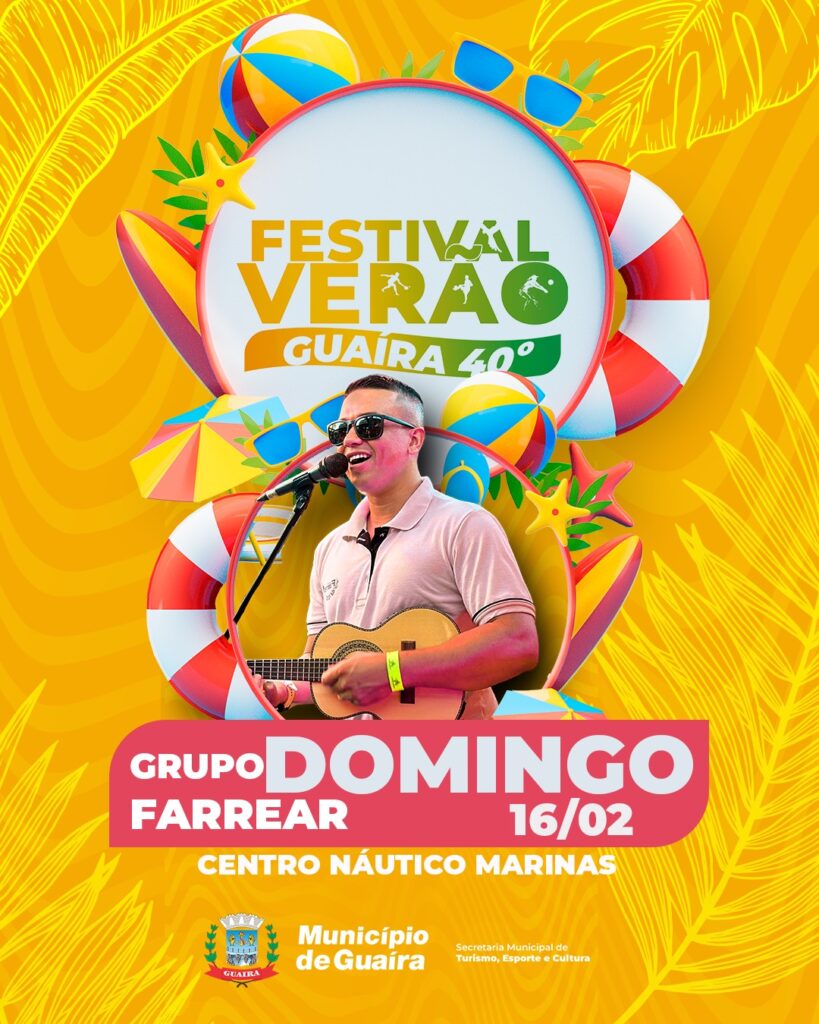 Vem aí mais uma edição do Festival Verão Guaíra 40º

O Município de Guaíra, por meio da Secretaria Municipal de Turismo, Esporte e Cultura (SEMTEC), r