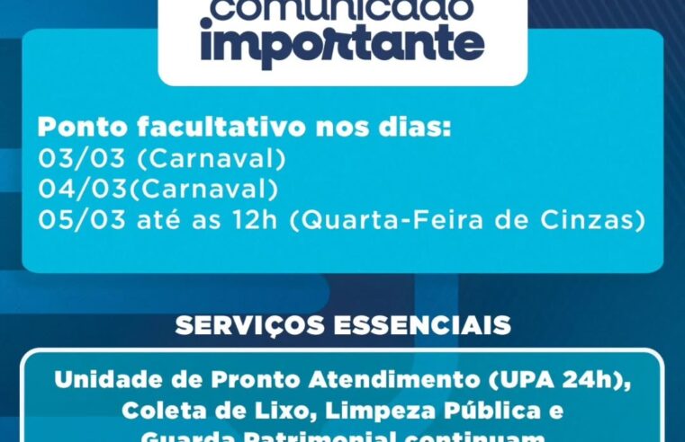 Funcionamento dos serviços públicos em Santa Terezinha no Carnaval 🎭🚑