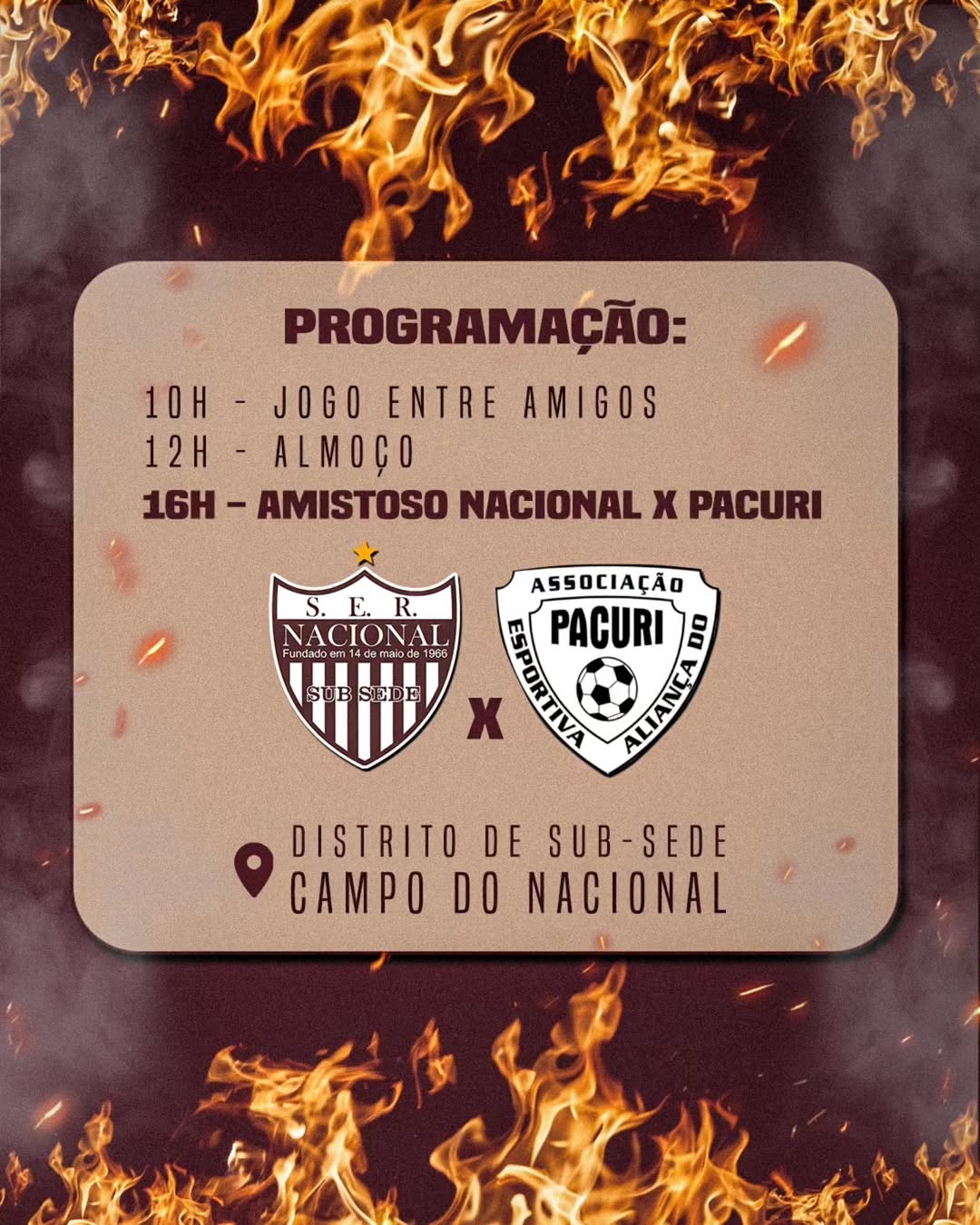 Domingo de futebol e churrasco em Sub-Sede ⚽🔥 Não perca