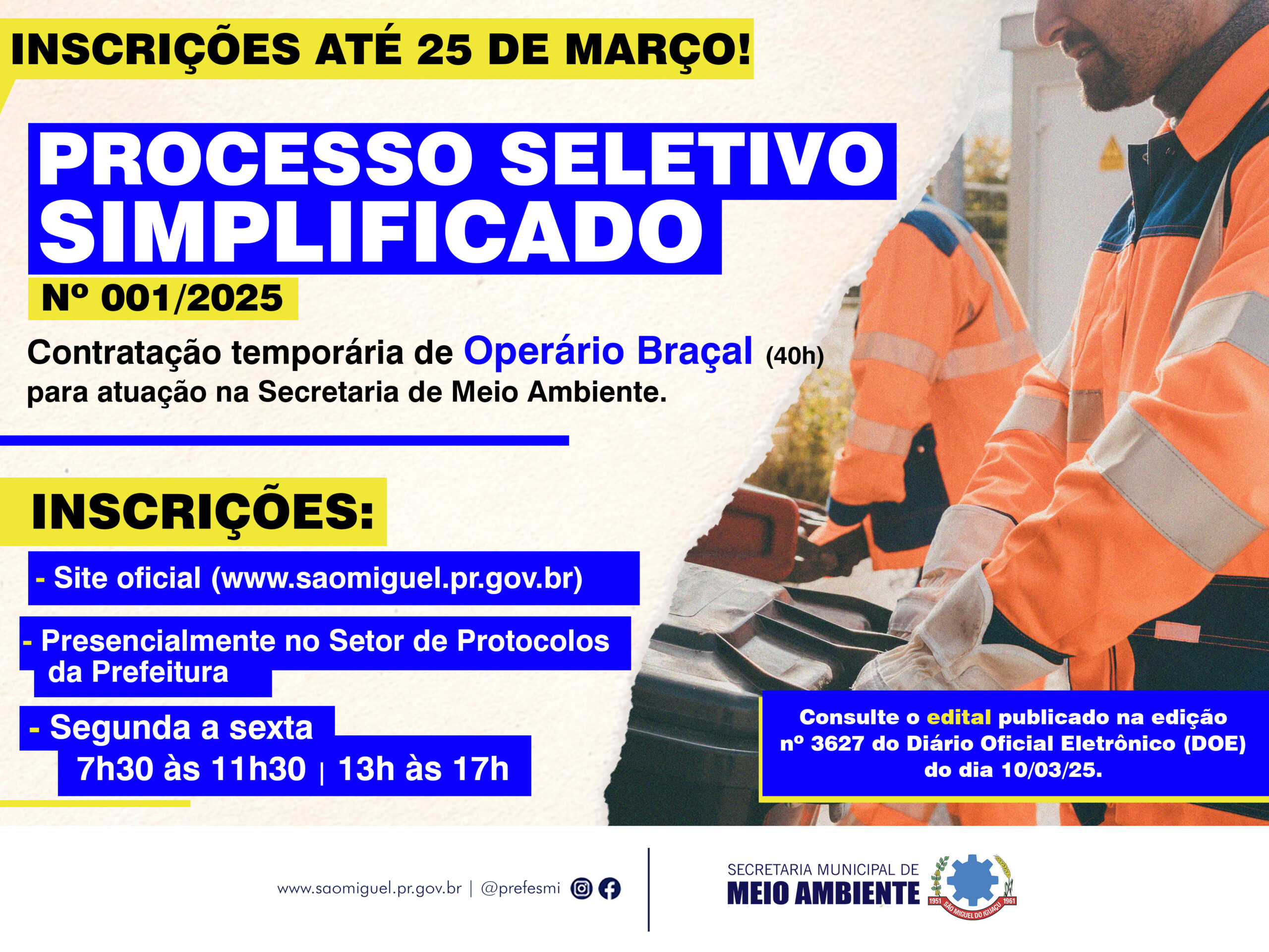 PSS São Miguel do Iguaçu abre vagas para Operário Braçal 📢