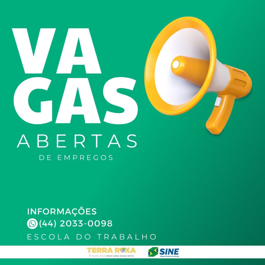 Atenção para as vagas de empregos

AÇOUGUEIRO para mercado em Terra Roxa
 • Maior de 18 anos;
 • Experiência na área é um diferencial.

AUXILIAR DE LI
