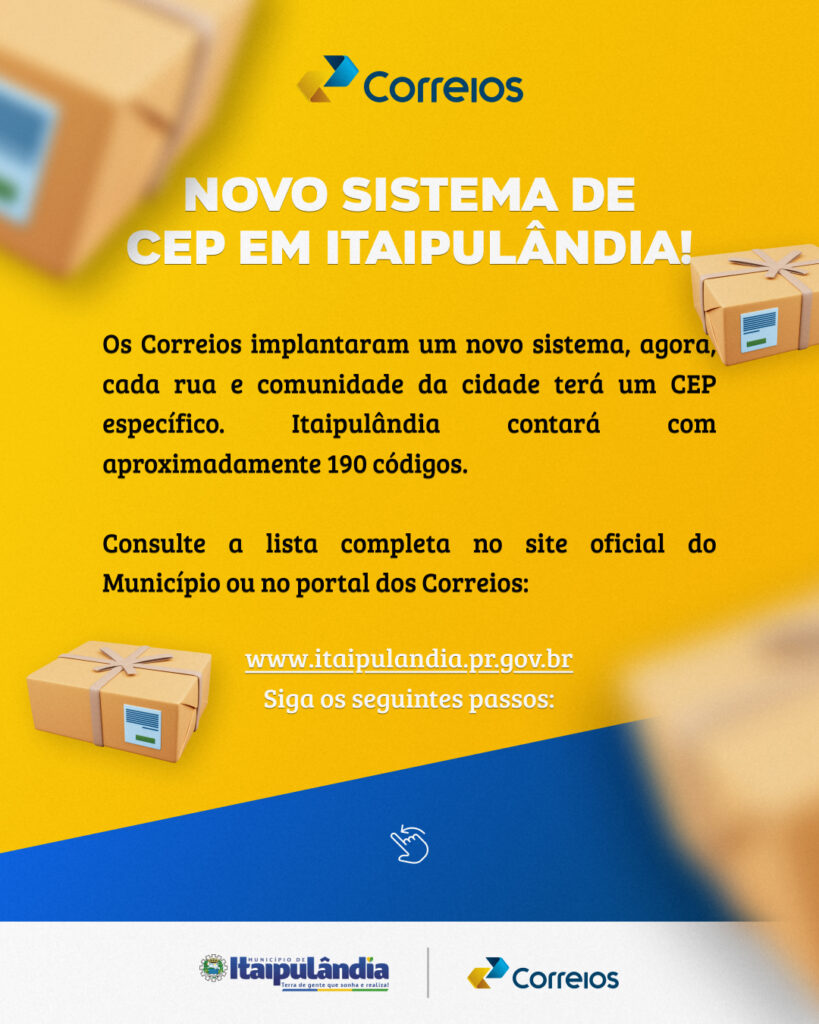 #ATENÇÃO  Correios implantam novo sistema e cada rua da cidade ou comunidades terá um CEP específico; Itaipulândia terá em torno de 190 códigos

A emp